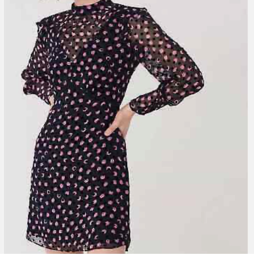 Diane von Furstenberg DVF Elinor Dot & Rose Silk Dress, size 14 fits 10-12